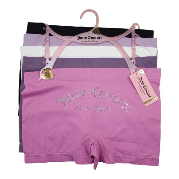 Juicy Couture 5 Pk Womens Intimates BoyShorts Panties Large Nylon/Spandex - Picture 1 of 13